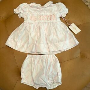 cecil and lou Pink and White Trellis "Big Sister" Diaper Set nwt never worn